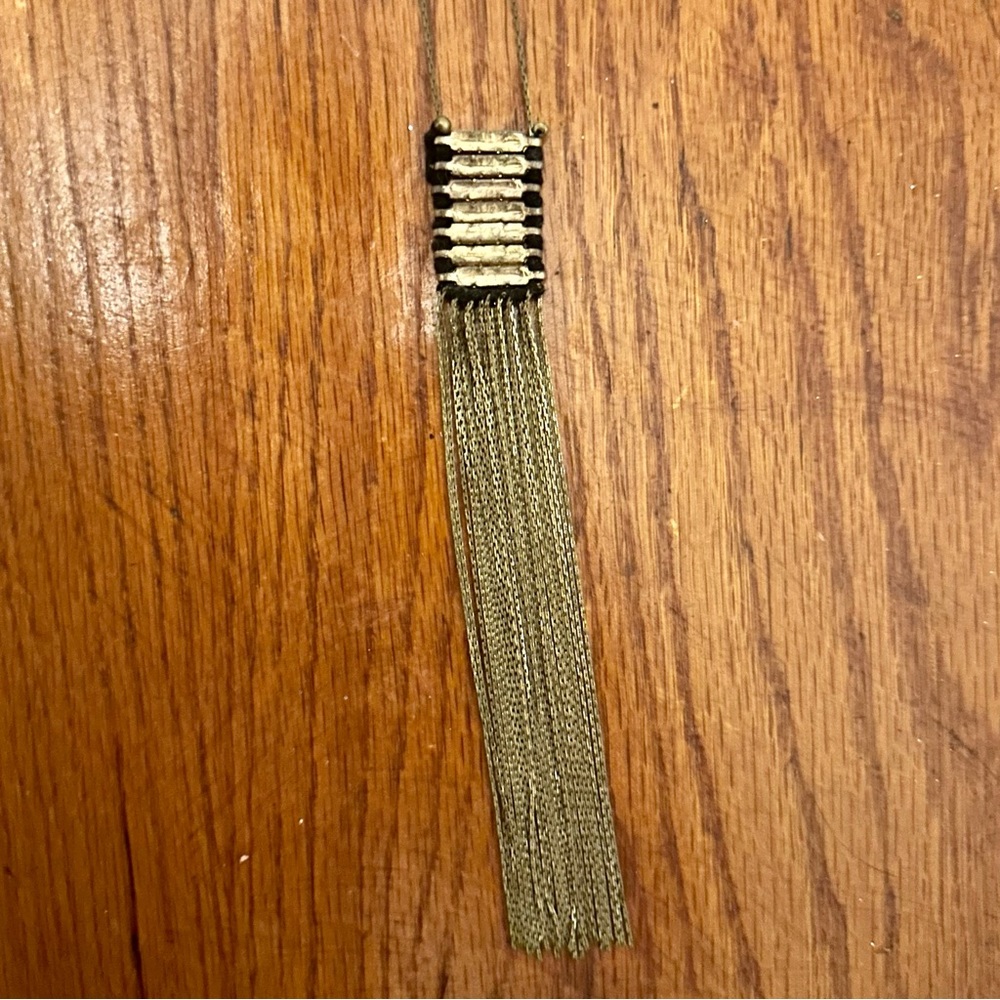 Noonday long necklace, color: gold & black
